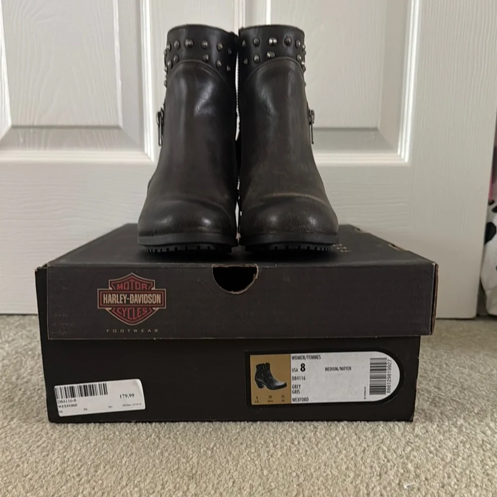 Harley-Davidson Gray Wexford Studded Boots - Picture 1 of 9